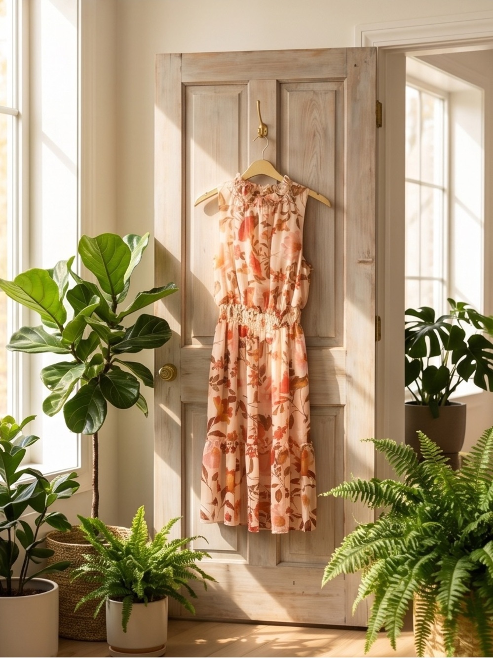 Kate and Lily Floral Smocked Waist Midi Dress Size 8 New Romantic Cottagecore